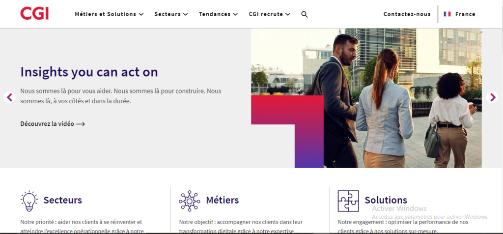 Capture de la page d'accueil du site de