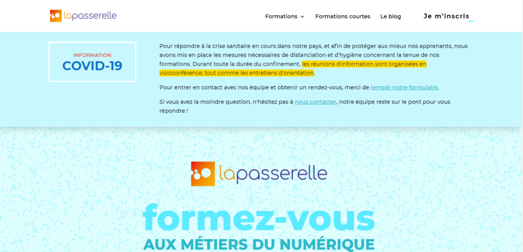 lapasserelle, centre de formation en developpement Web