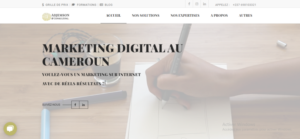 Bienvenue chez Adjemson and Consulting, école de formation en marketing digital au Cameroun