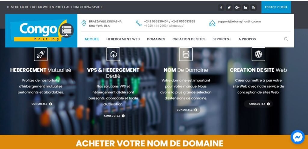 Bienvenue au Congo Hosting, meilleur hébergeur web au Congo