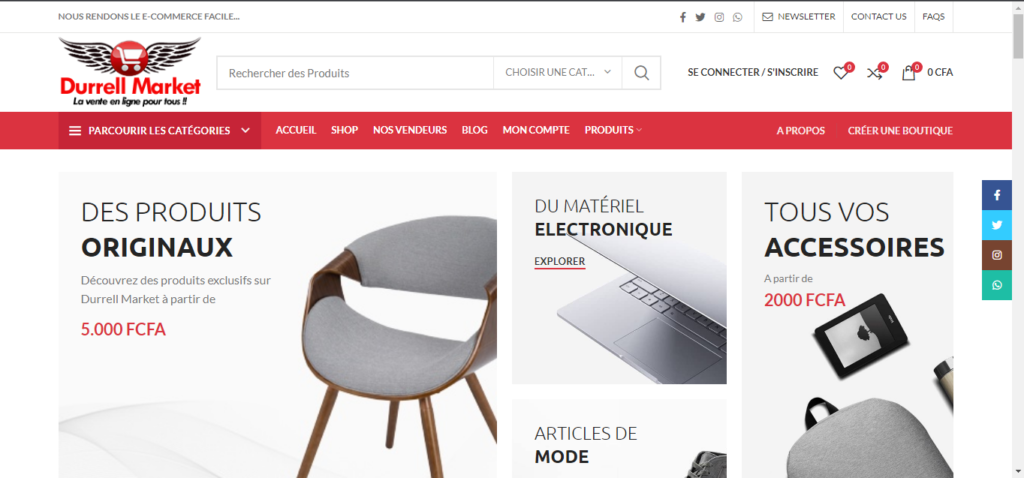 Durrell Market, Meilleur site de vente en ligne au Cameroun